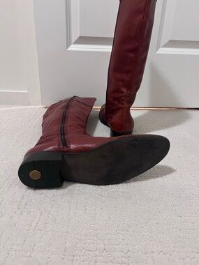 Women's Tall Burgundy Leather Zip Boots